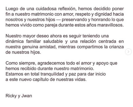 Ricky Martin anunció el divorció de Jwan Yoself 1 ricky