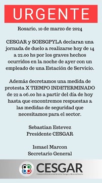 Jornada de duelo y protesta por el asesinato del playero en Rosario 1 comunicado estaciones
