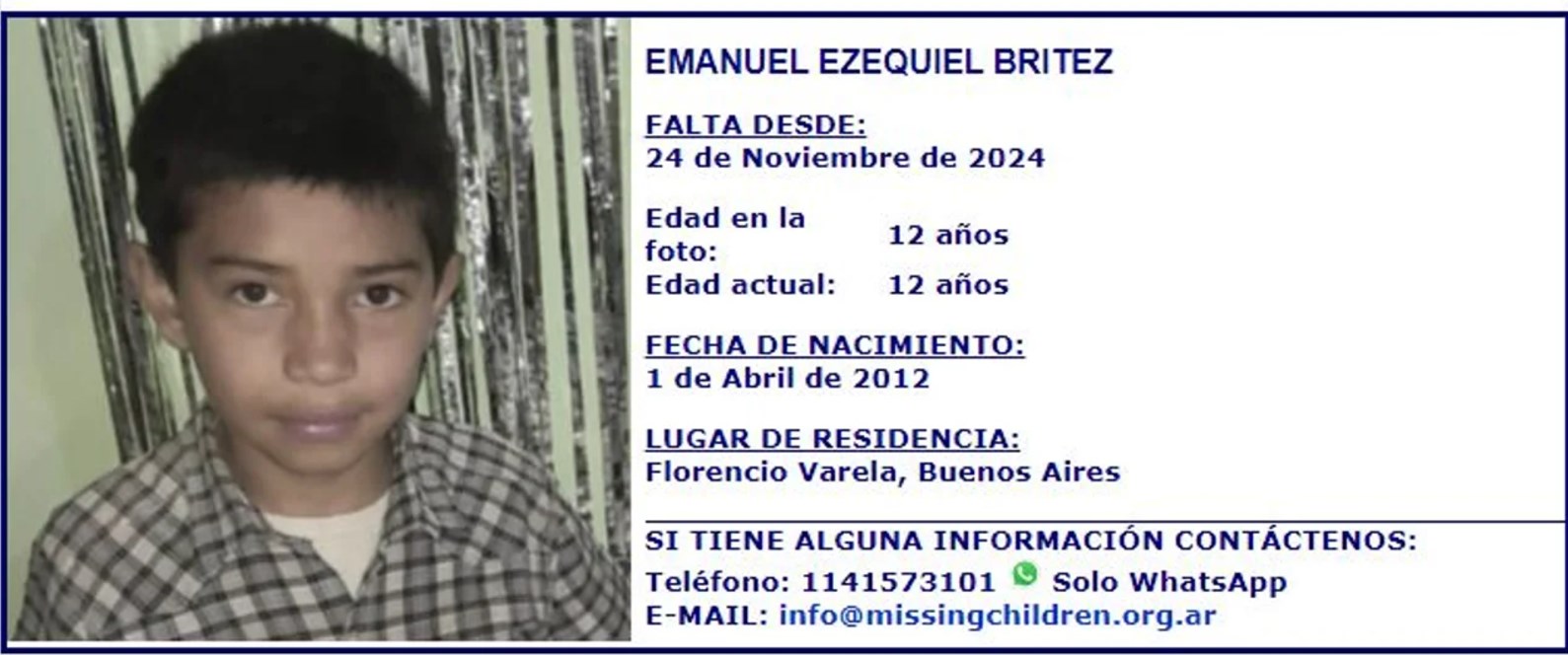 Alerta Sofía: buscan a Emmanuel Ezequiel Britez, un niño desaparecido en Buenos Aires 1 emanuel 2