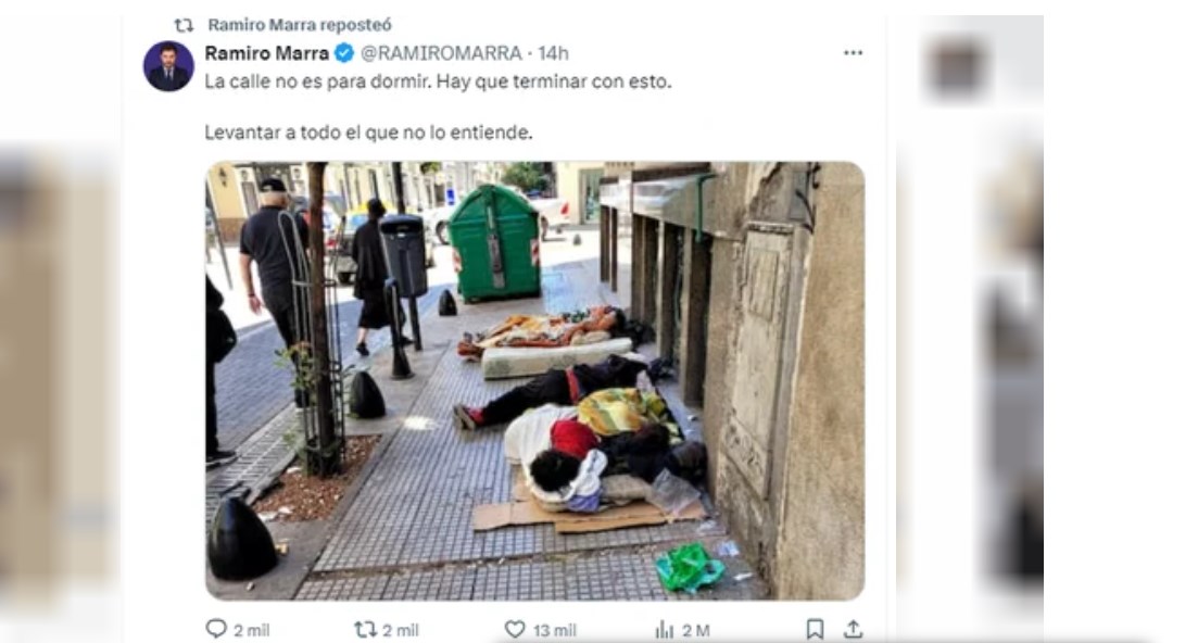 Marra pidió "levantar" a las personas en situación de calle 1 marra posteo
